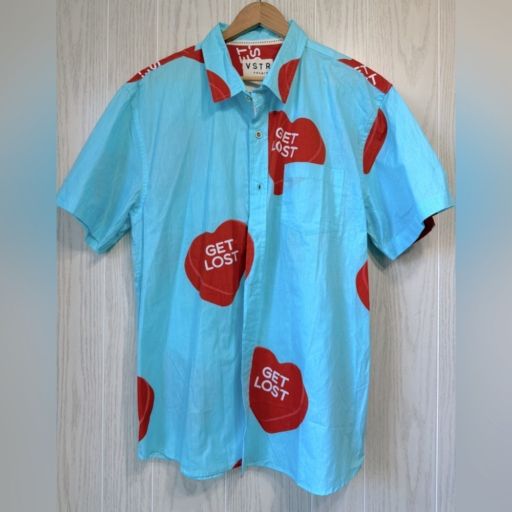VSTR Premium Shirts Casual Button Down Shirts w/graphic heart design Size XXL